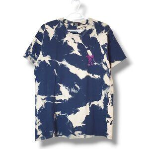 Y2K Stussy Warrior Man Tye Dye Graphic Shirt Blue Size M